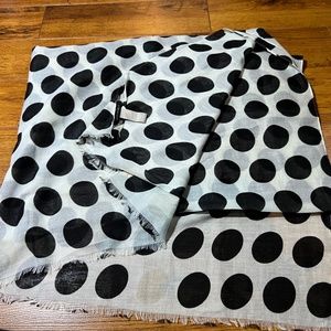 Banana Republic Dolores Scarf Polka - White & Black w/Tan dot